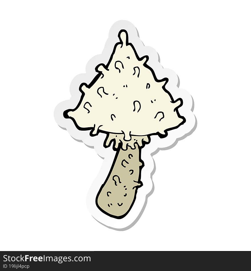 sticker of a cartoon weird mushroom