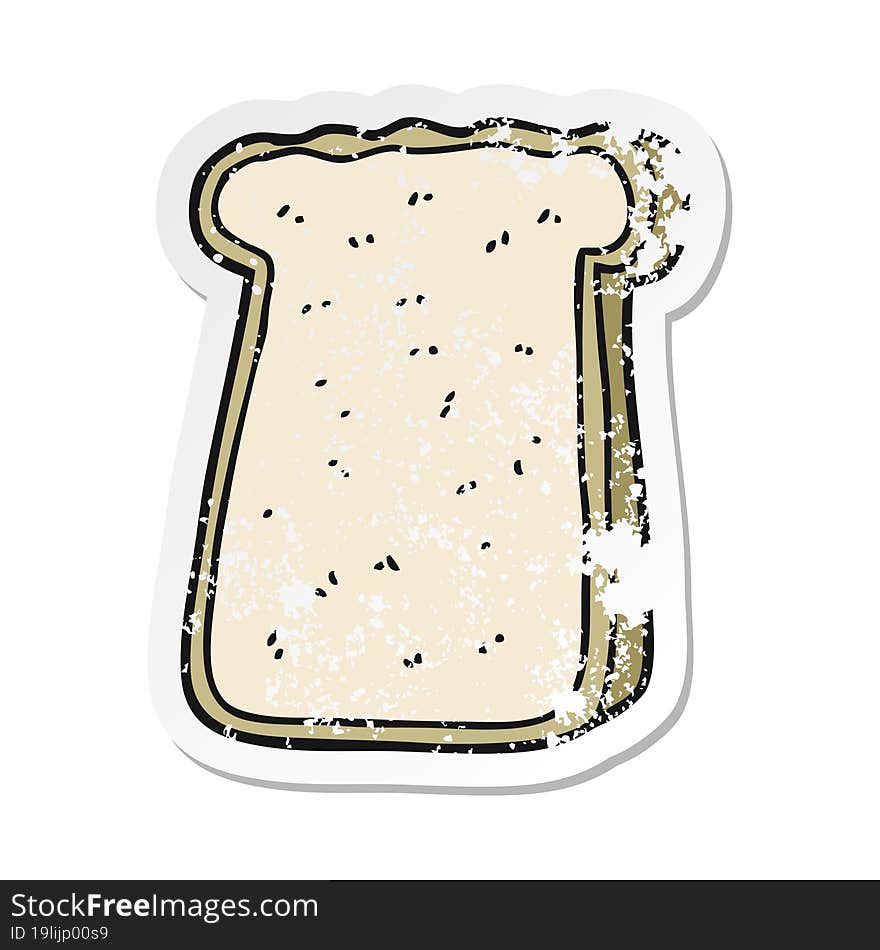 retro distressed sticker of a cartoon slice of toast