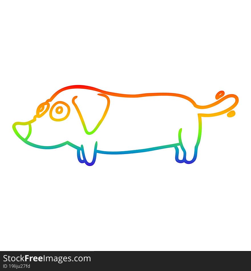 rainbow gradient line drawing of a little dog