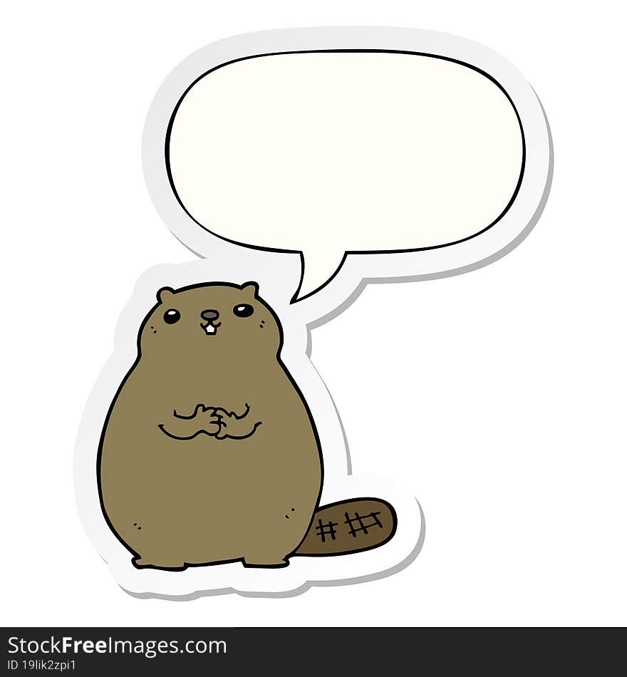 cartoon beaver and speech bubble sticker