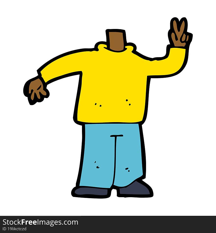 Cartoon Body Giving Peace Sign (mix And Match Cartoons Or Add Own Photos