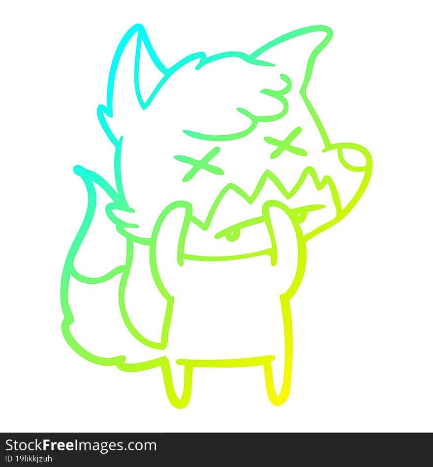 cold gradient line drawing cartoon dead fox