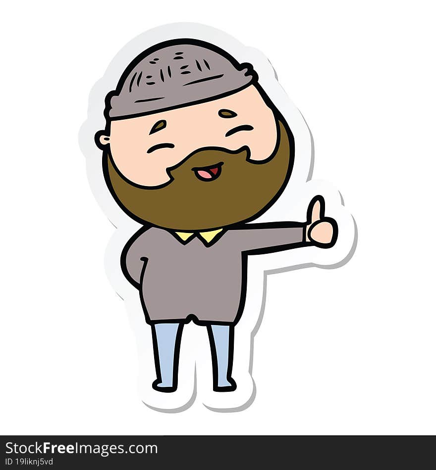 sticker of a cartoon happy bearded man