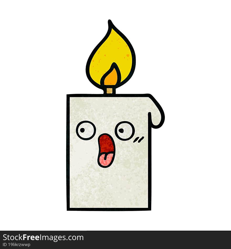 retro grunge texture cartoon of a lit candle