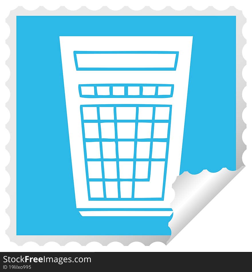 quirky square peeling sticker cartoon calculator