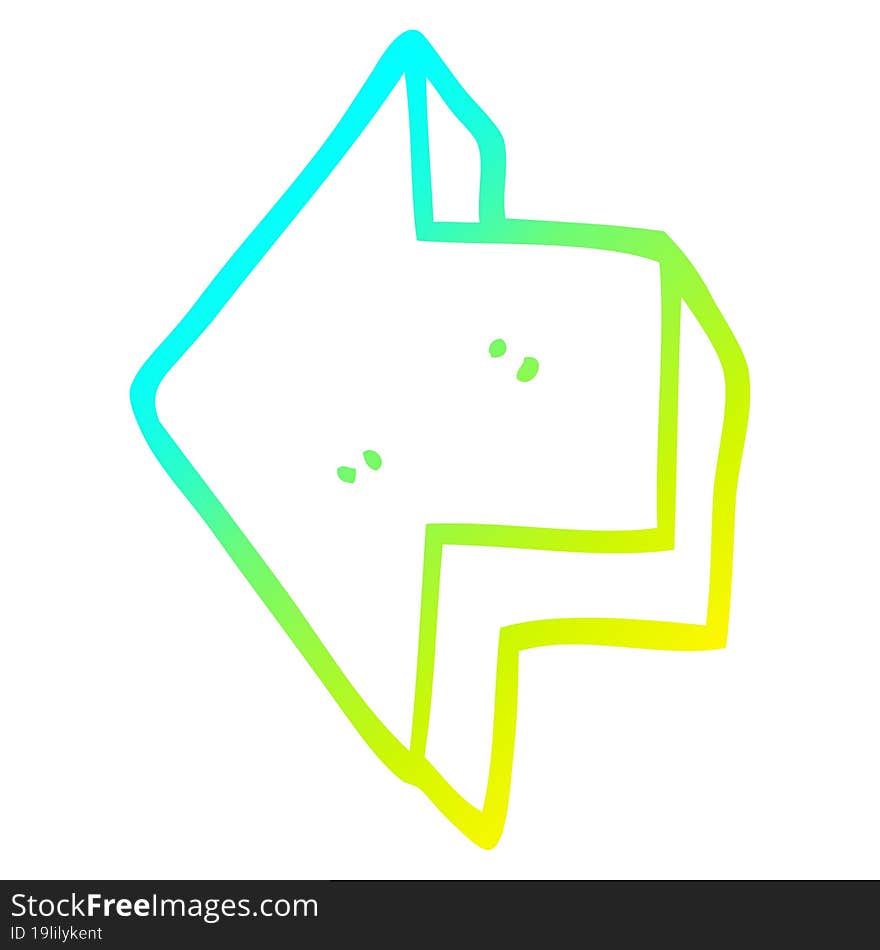 Cold Gradient Line Drawing Cartoon Pointing Arrow