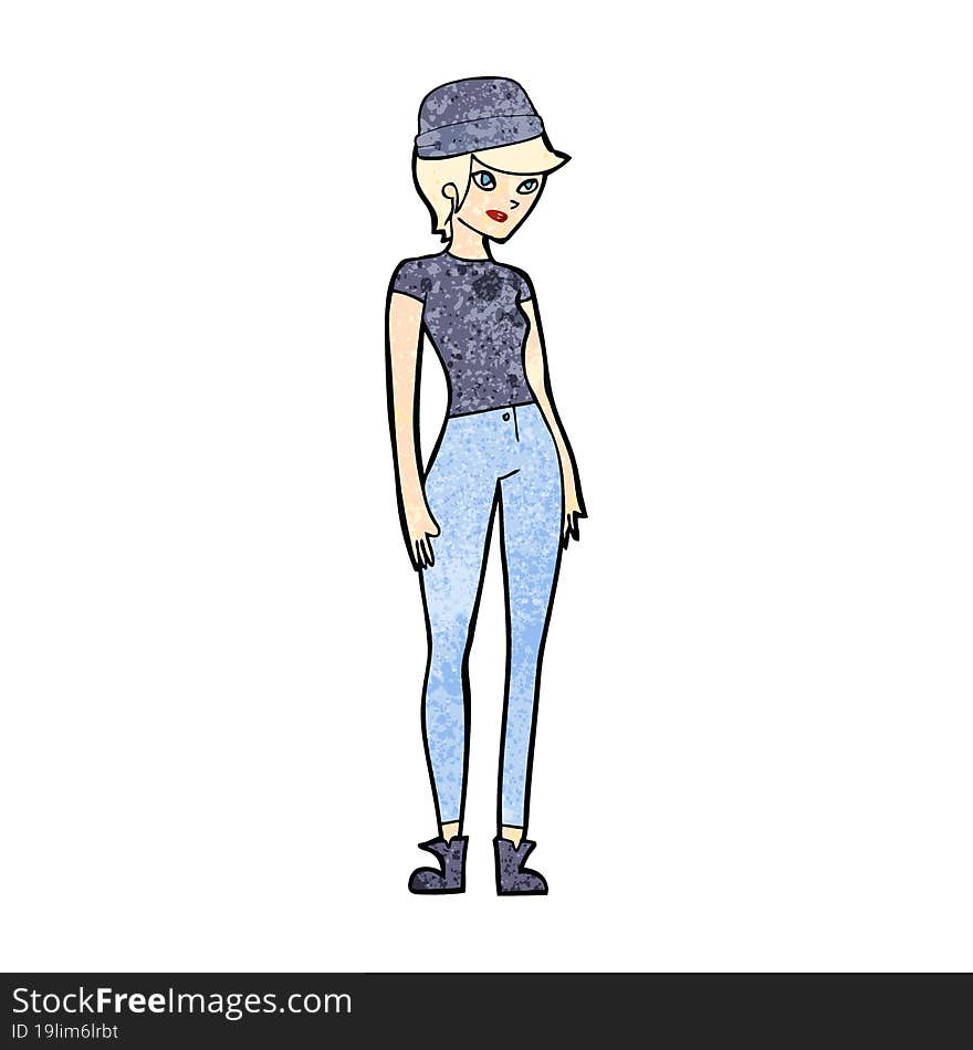 cartoon woman wearing hat. cartoon woman wearing hat