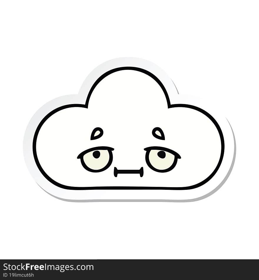 sticker of a cute cartoon white cloud