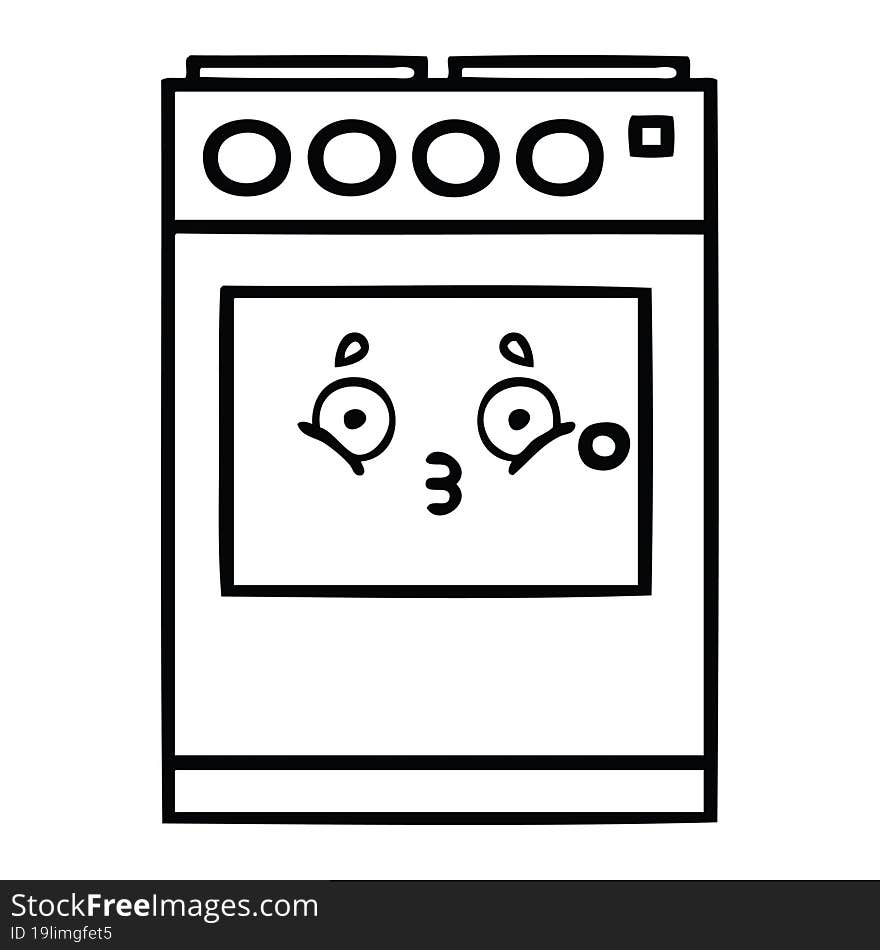 line drawing cartoon kitchen oven