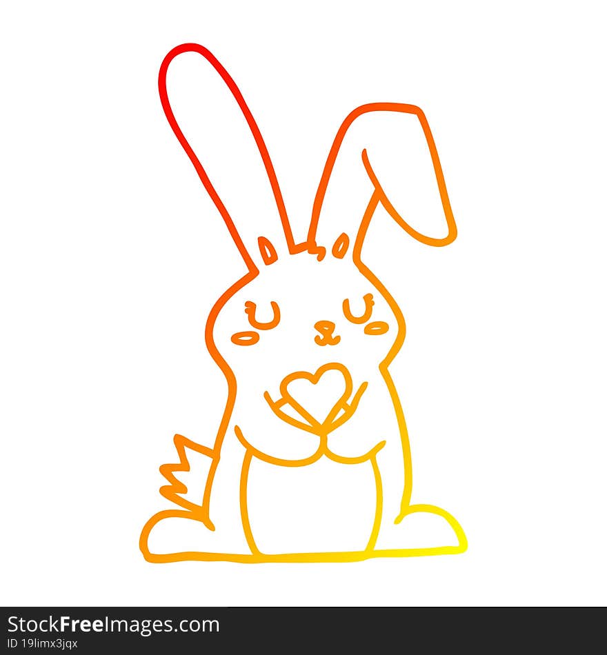 warm gradient line drawing cartoon rabbit in love