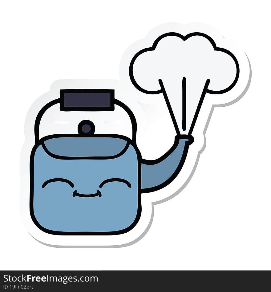 sticker of a cute cartoon steaming kettle