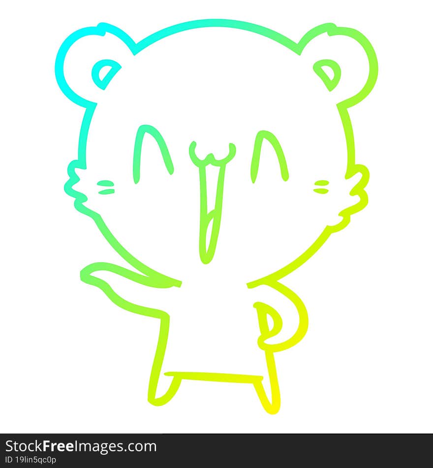 cold gradient line drawing laughing polar bear cartoon