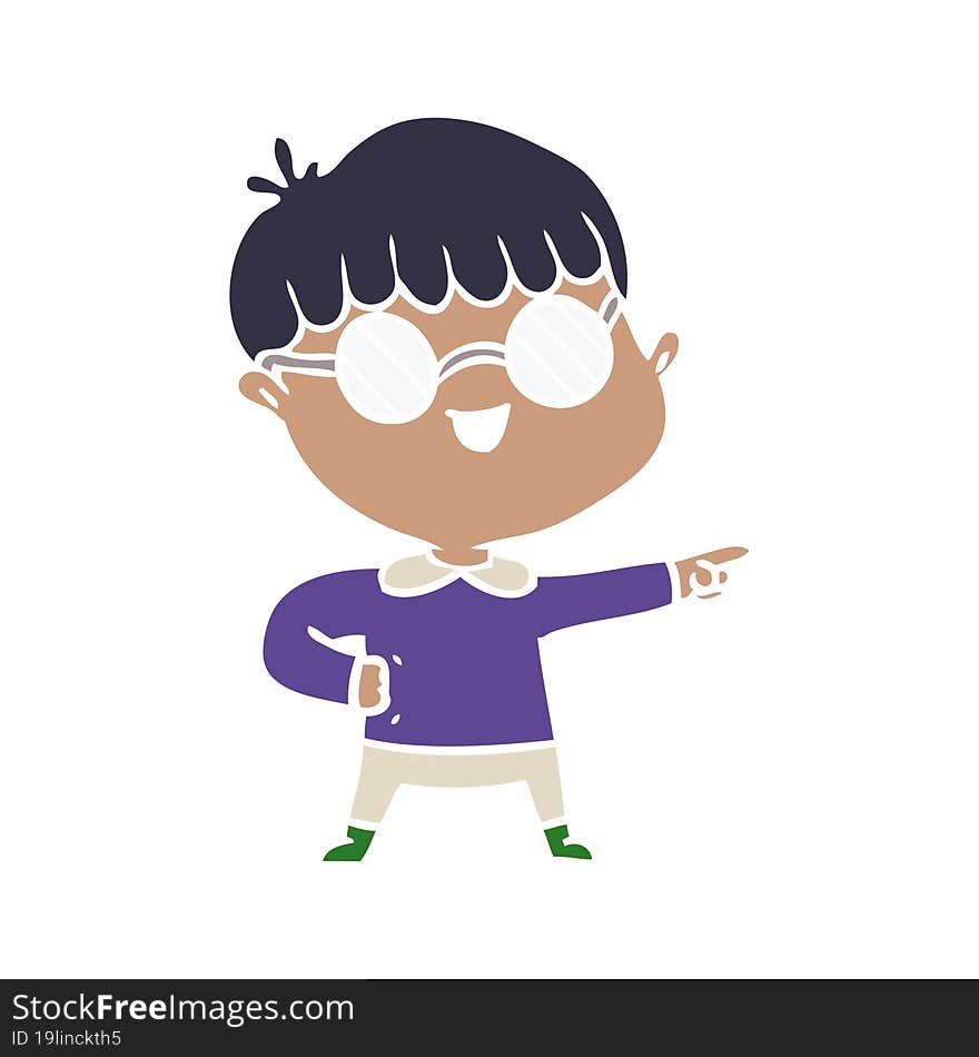 flat color style cartoon boy wearing spectacles