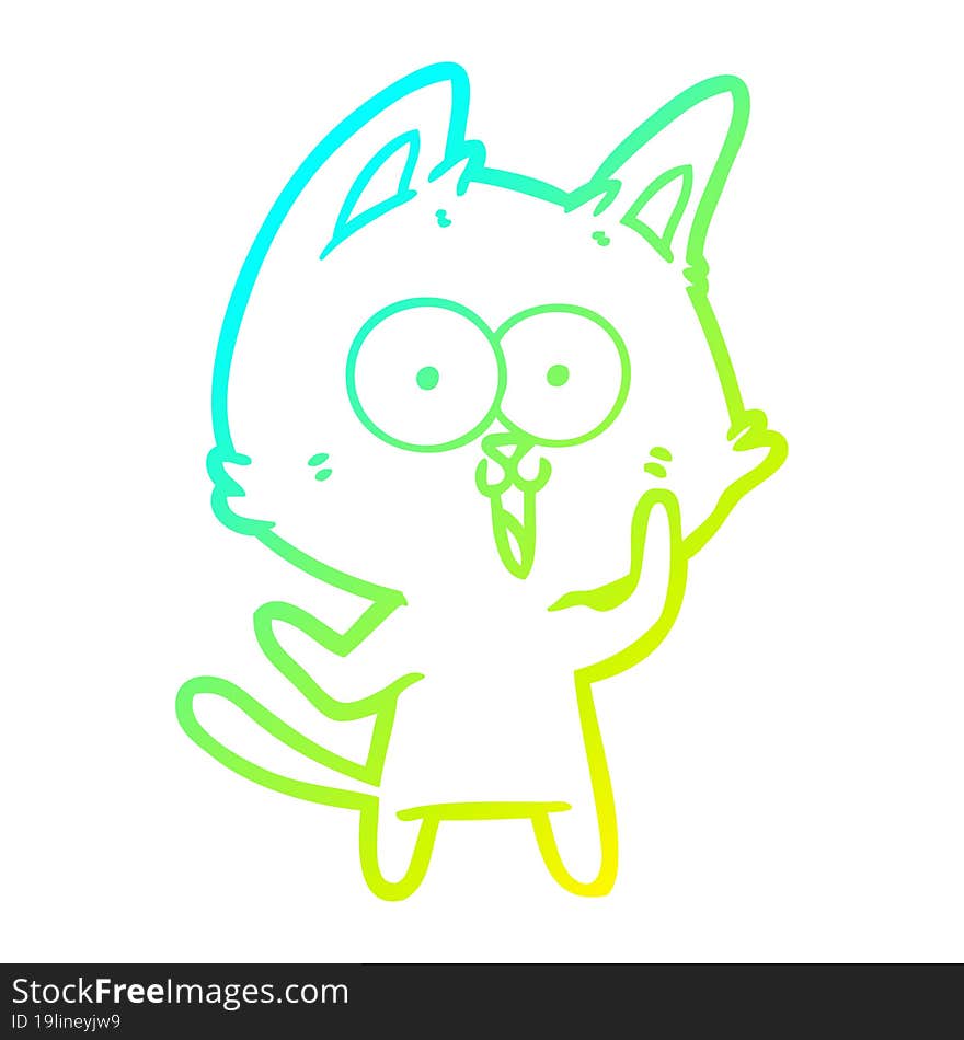 Cold Gradient Line Drawing Funny Cartoon Cat