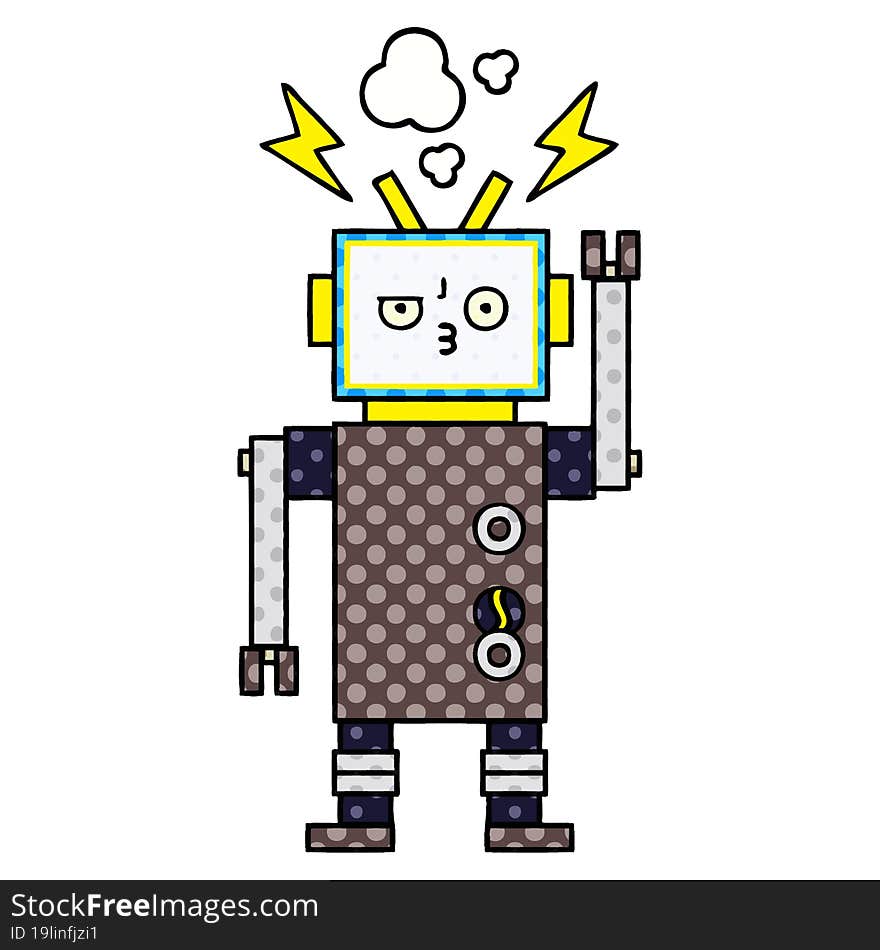 comic book style cartoon of a robot