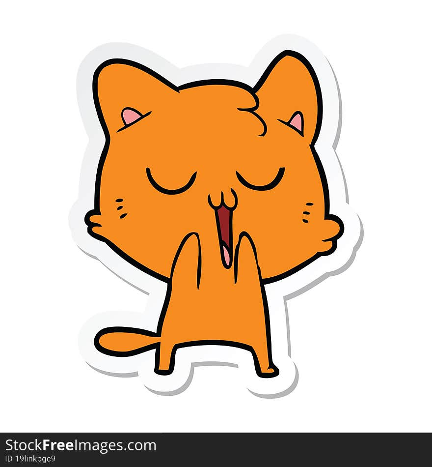 sticker of a cartoon cat singing