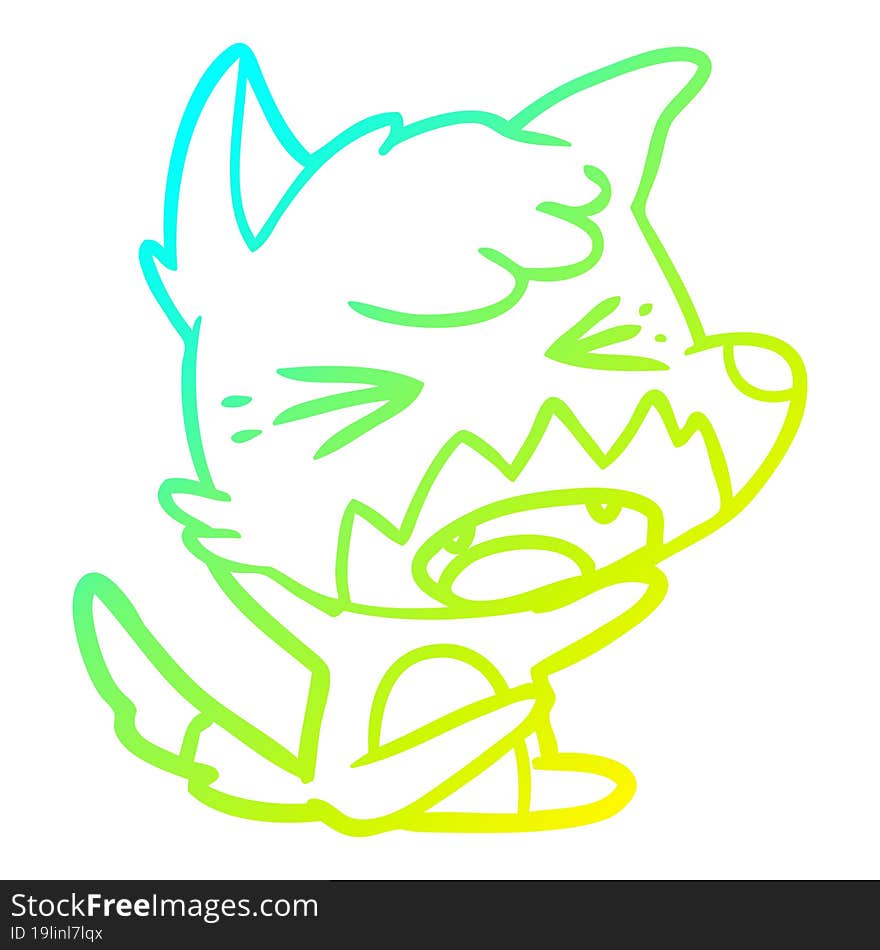 cold gradient line drawing angry cartoon fox