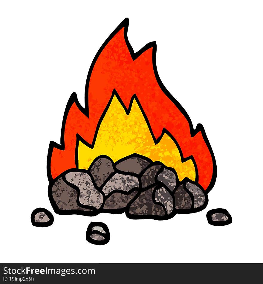 grunge textured illustration cartoon burning coals