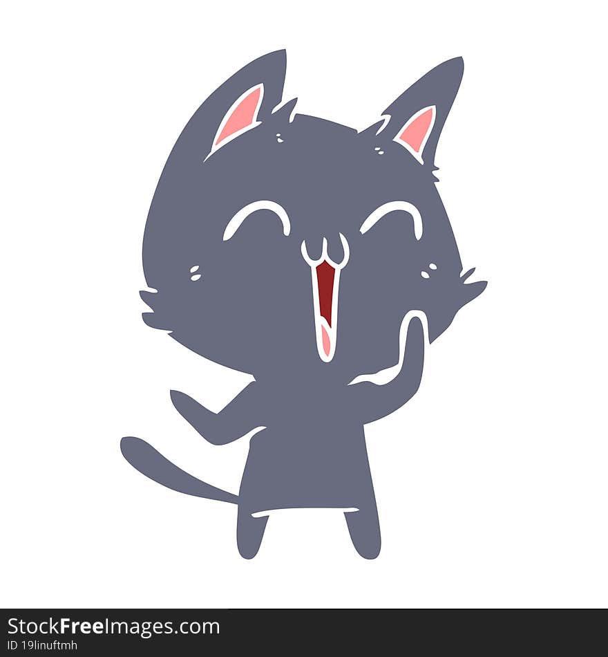 happy flat color style cartoon cat