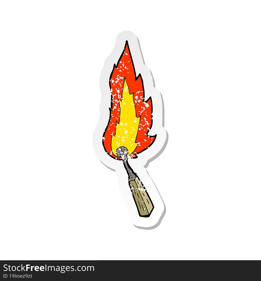 retro distressed sticker of a cartoon burning match