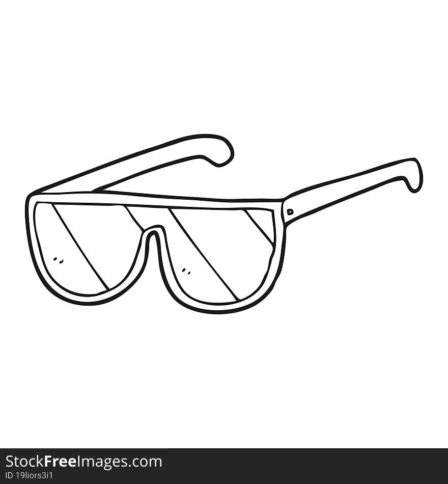 freehand drawn black and white cartoon sunglasses