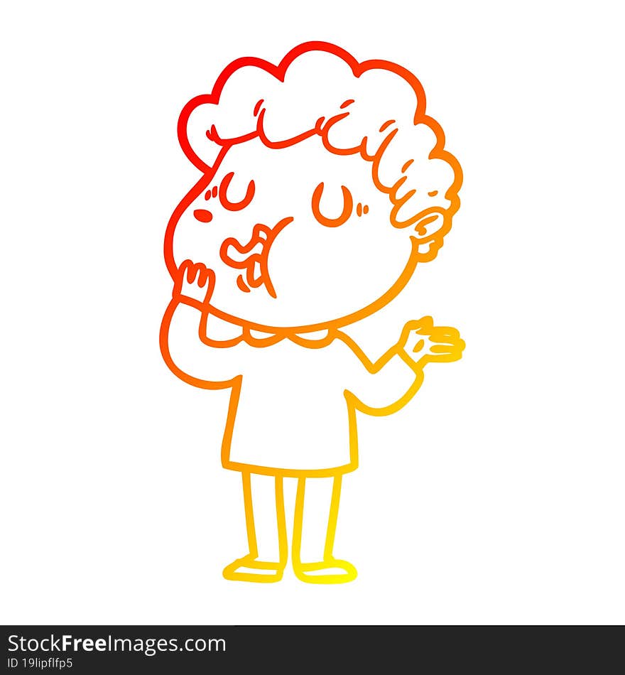 warm gradient line drawing cartoon man singing