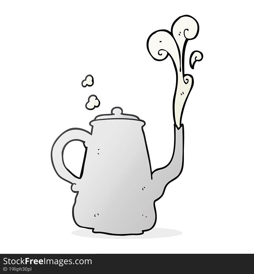 freehand drawn cartoon steaming  coffee pot. freehand drawn cartoon steaming  coffee pot