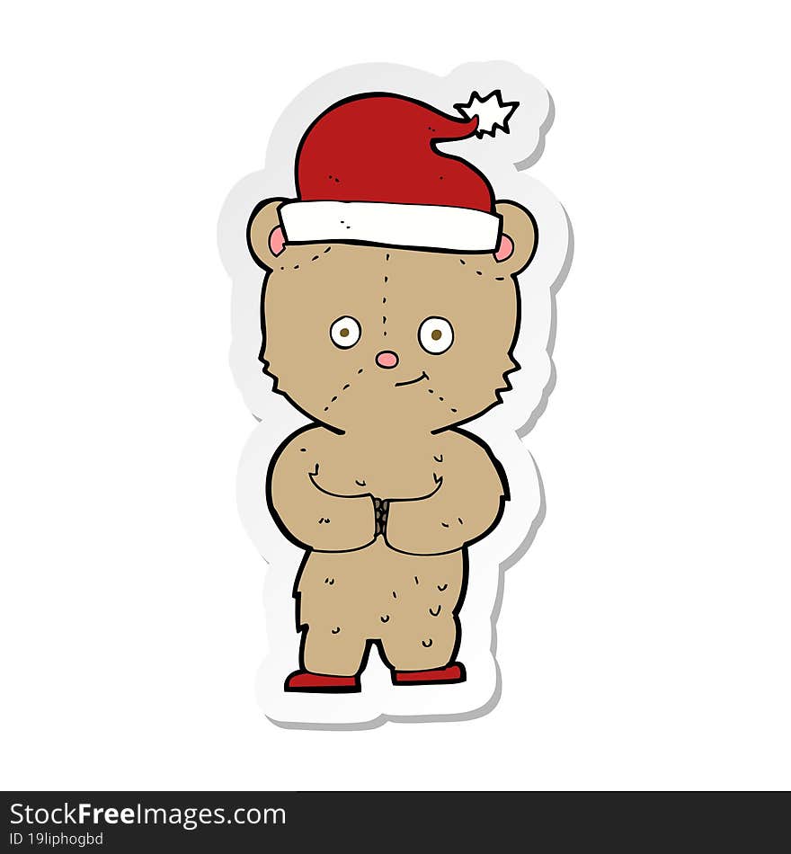 sticker of a cartoon christmas teddy bear