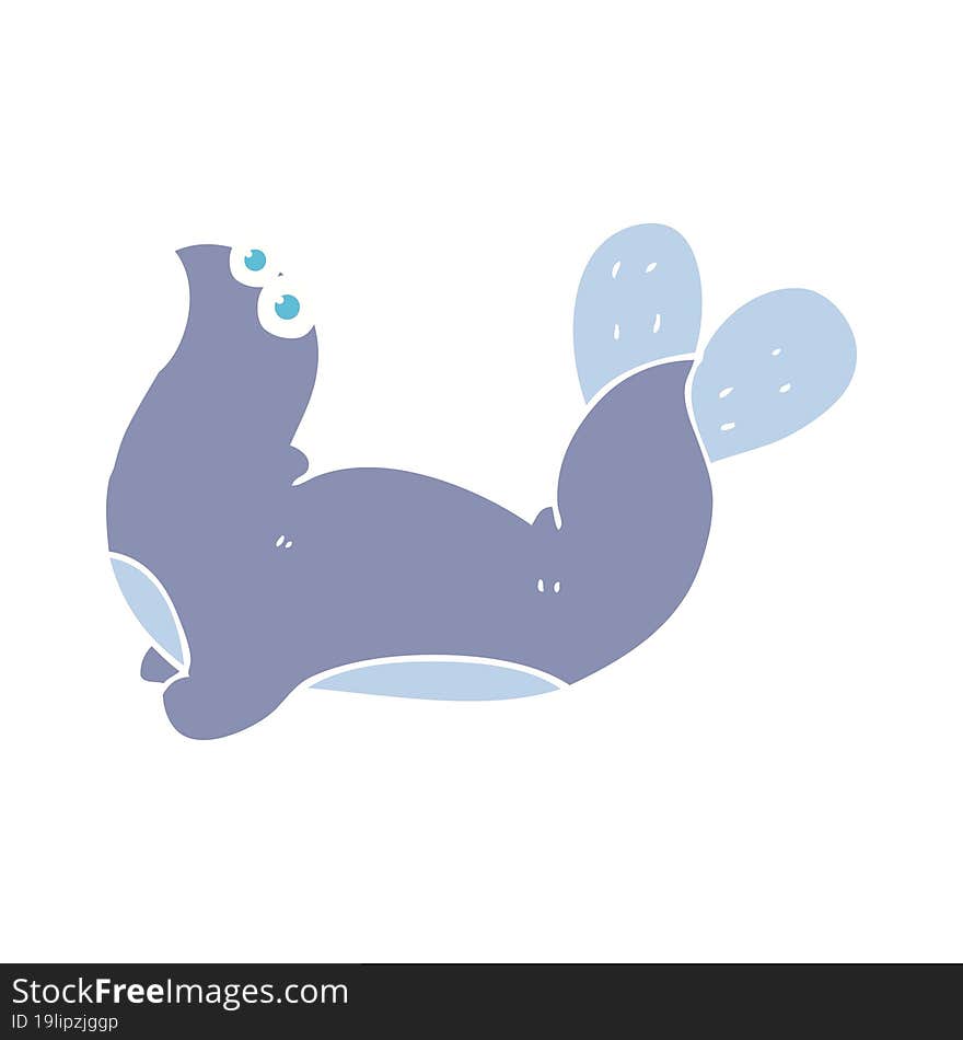 flat color illustration of a cartoon seal