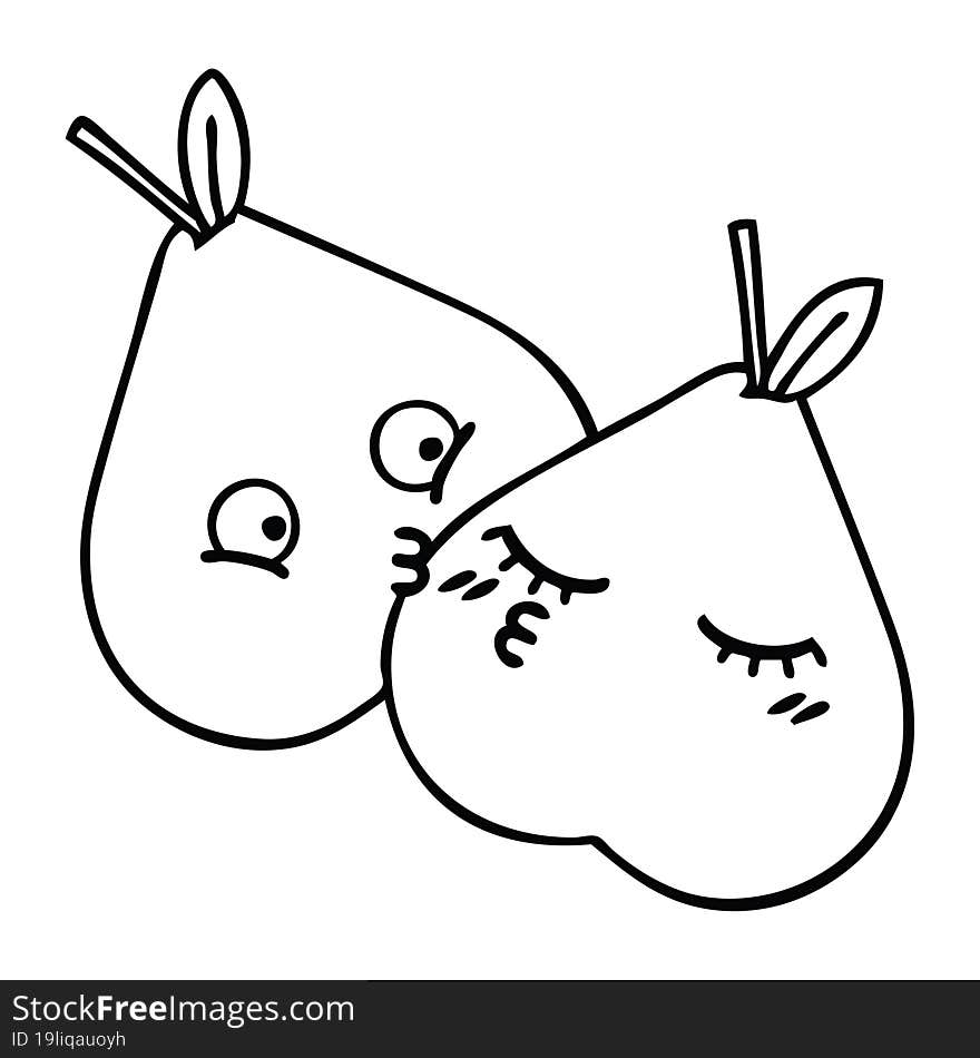 Line Drawing Cartoon Pears