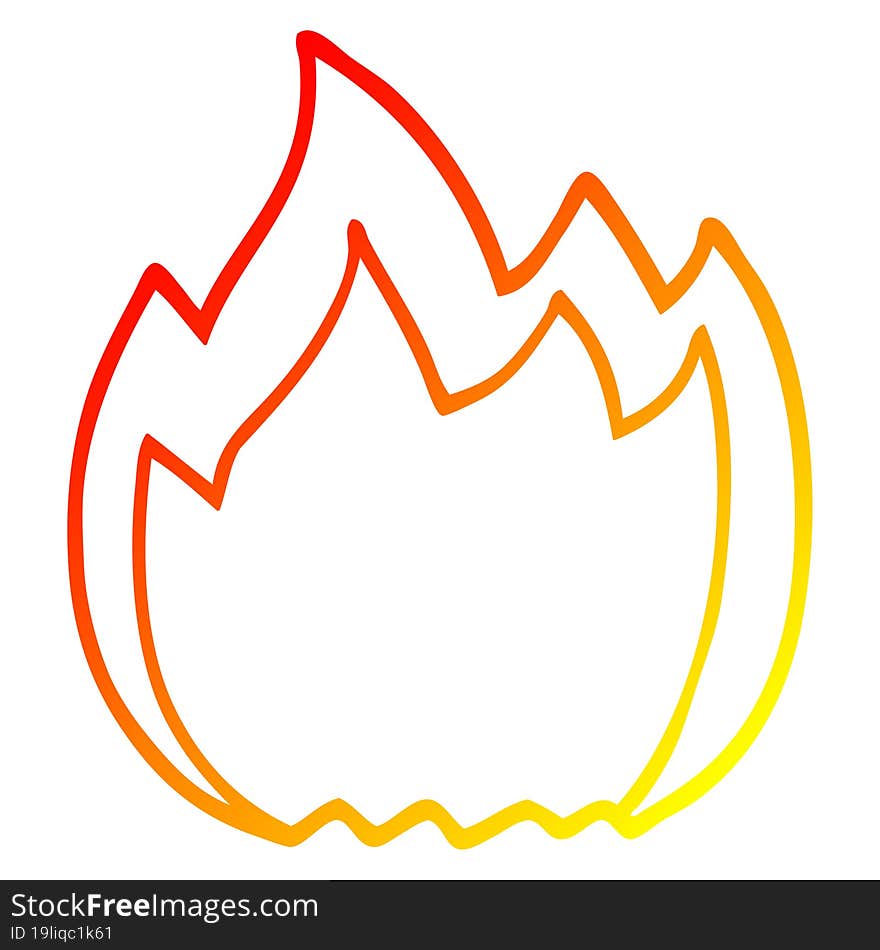 warm gradient line drawing cartoon open flame