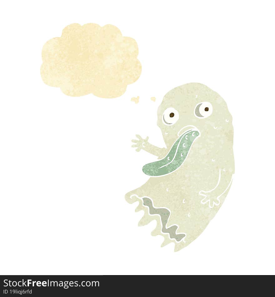 gross cartoon ghost with thought bubble