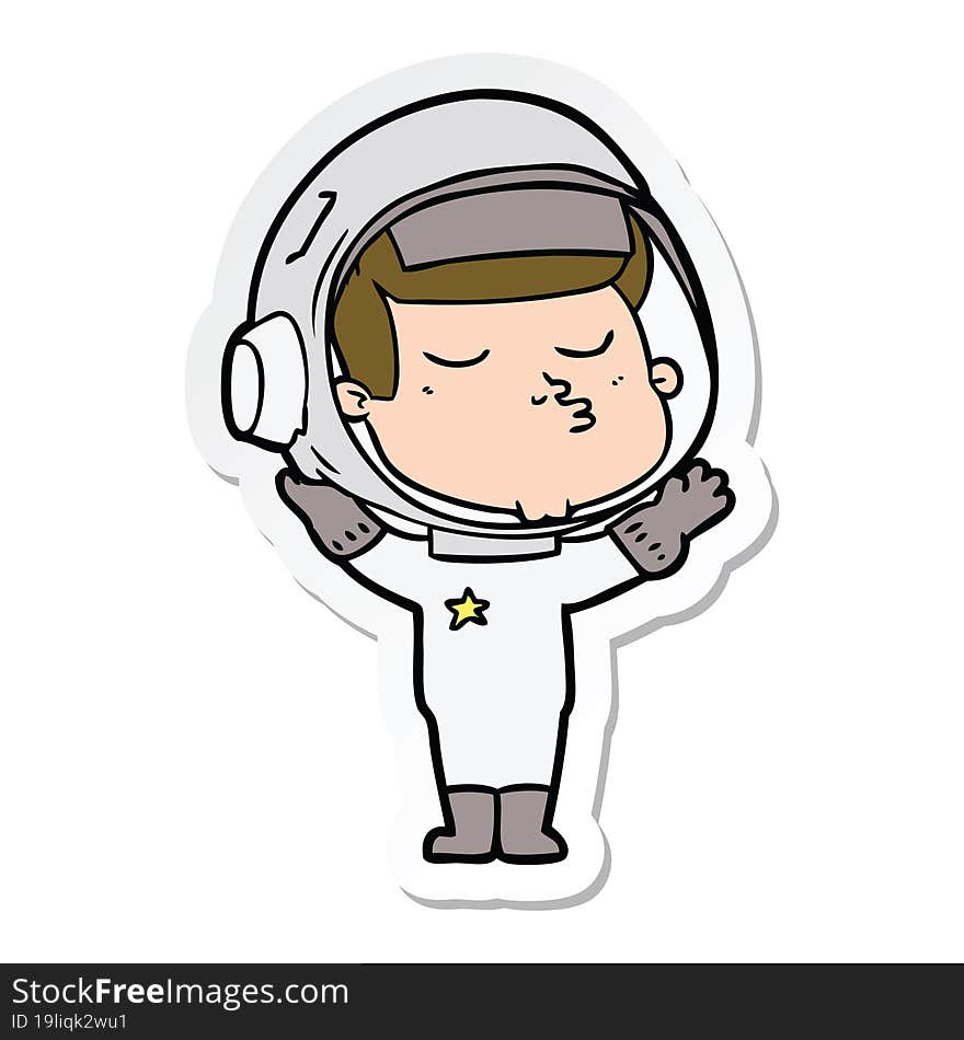 Sticker Of A Cartoon Confident Astronaut