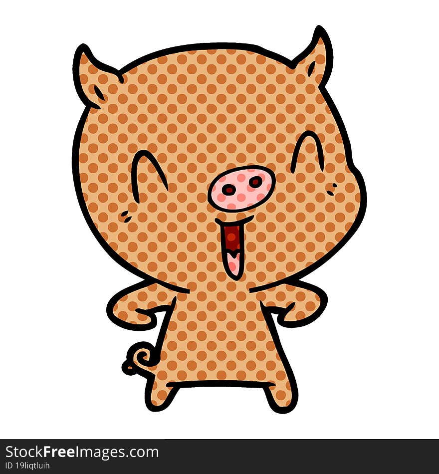 happy cartoon pig. happy cartoon pig