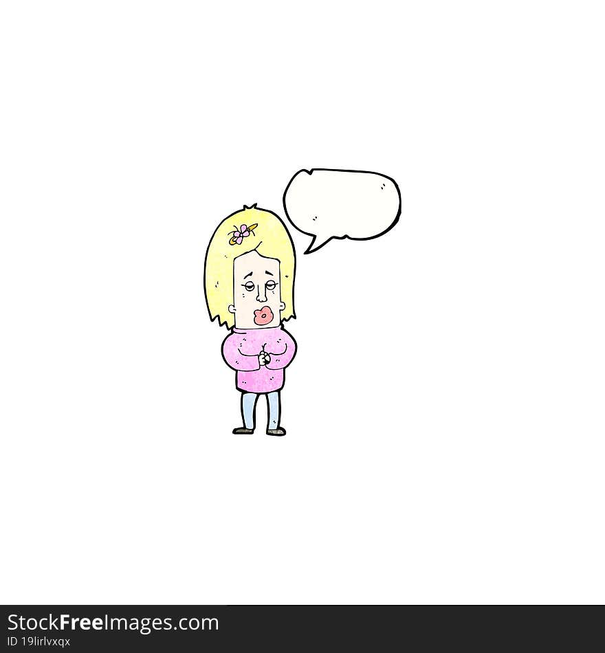 cartoon nervous woman