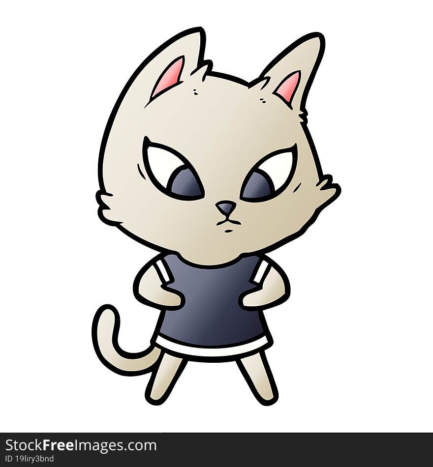 confused cartoon cat in clothes. confused cartoon cat in clothes