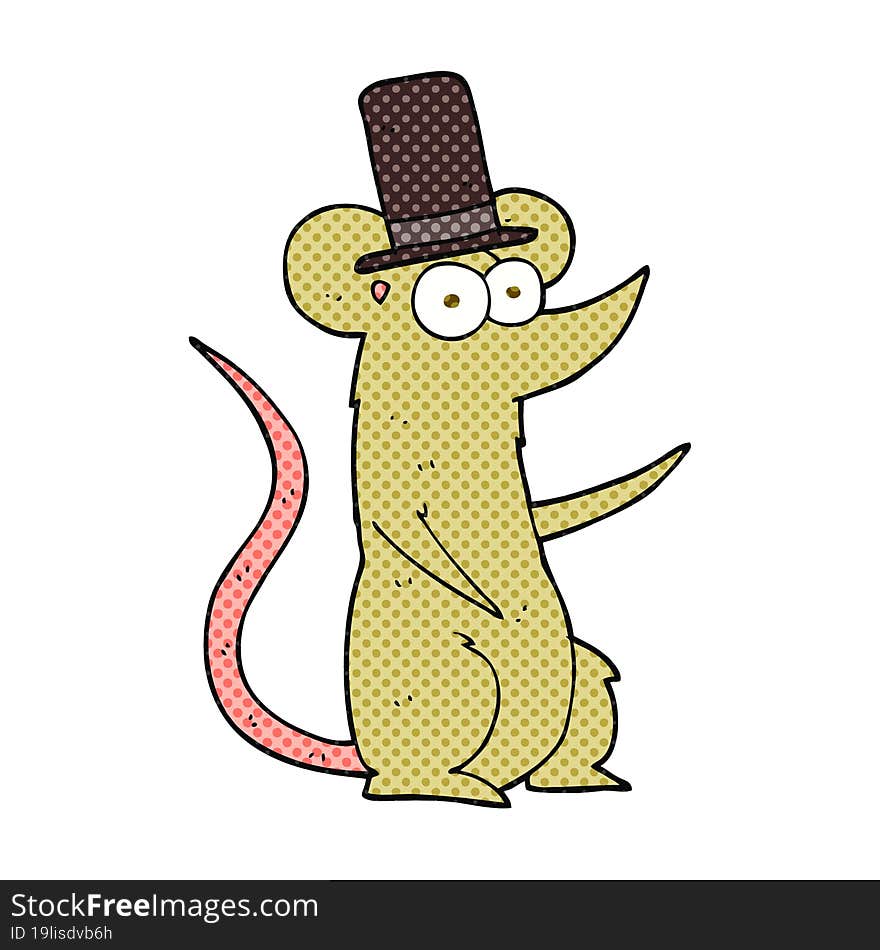 freehand drawn cartoon mouse wearing top hat