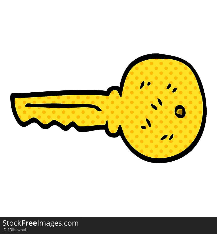 cartoon doodle gold key