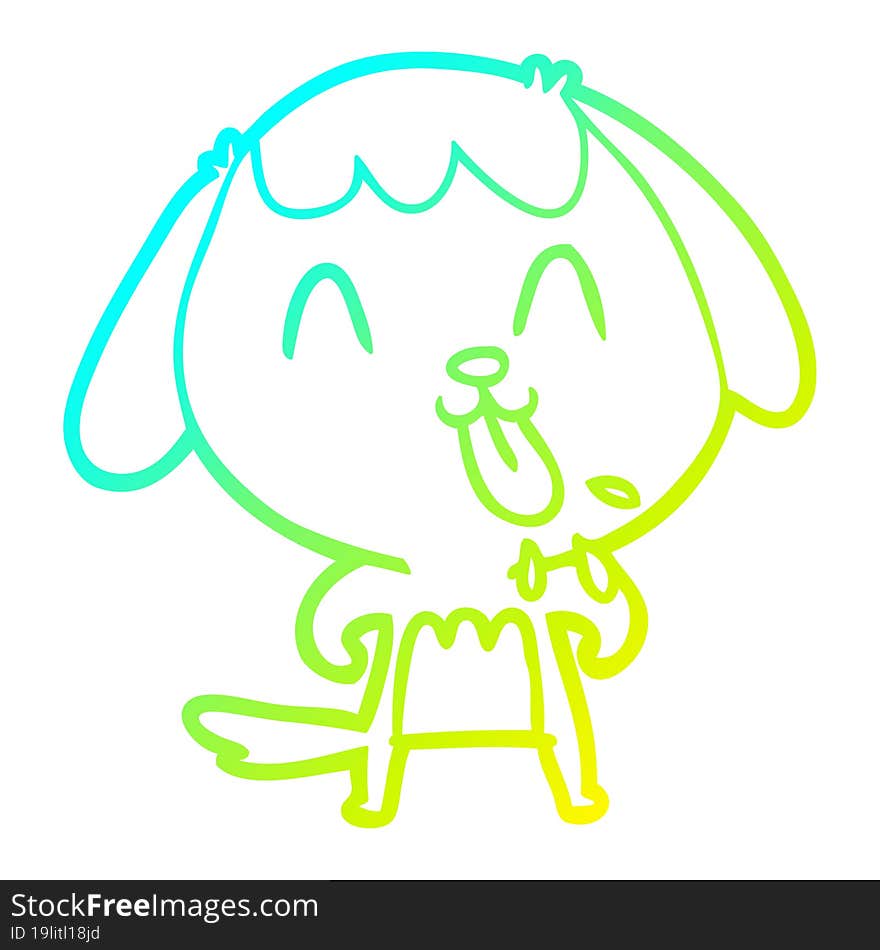 cold gradient line drawing of a cute cartoon dog