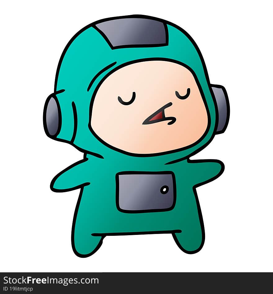 gradient cartoon of a kawaii cute astronaut boy