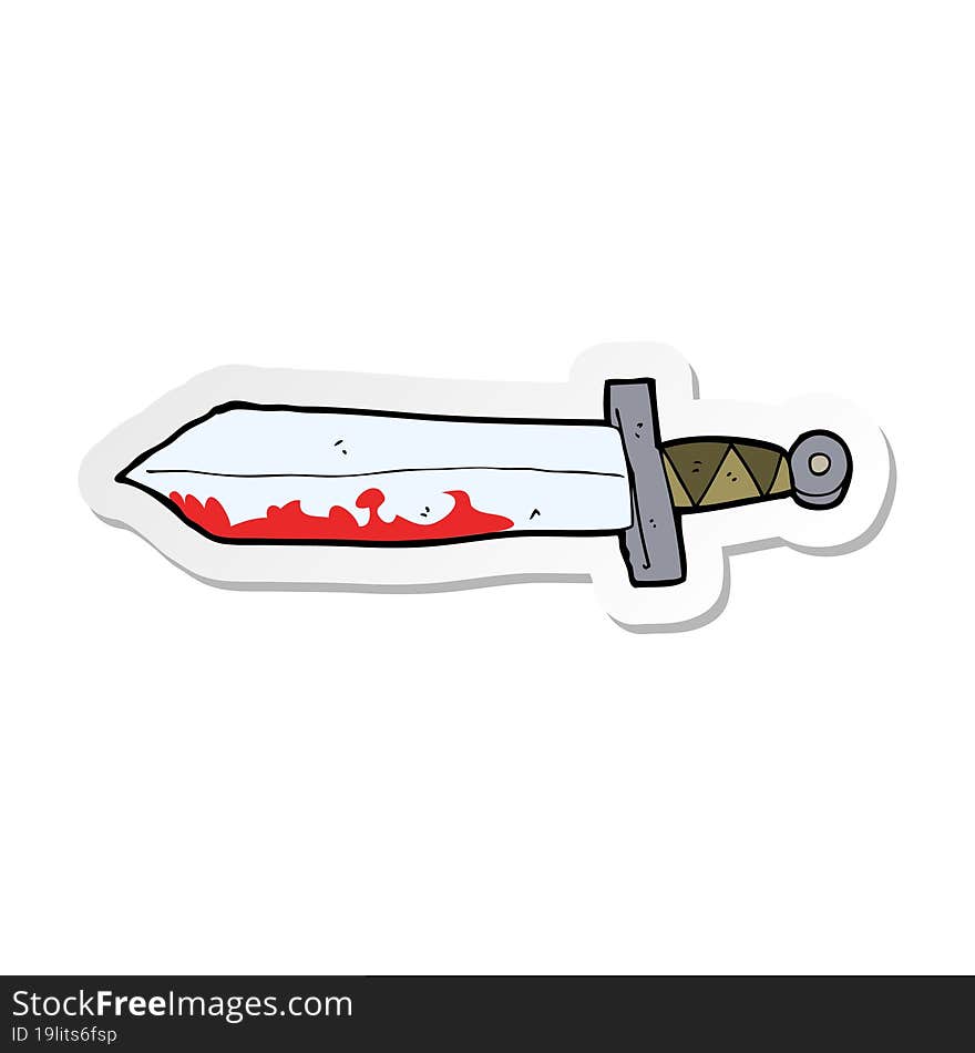 sticker of a cartoon bloody sword