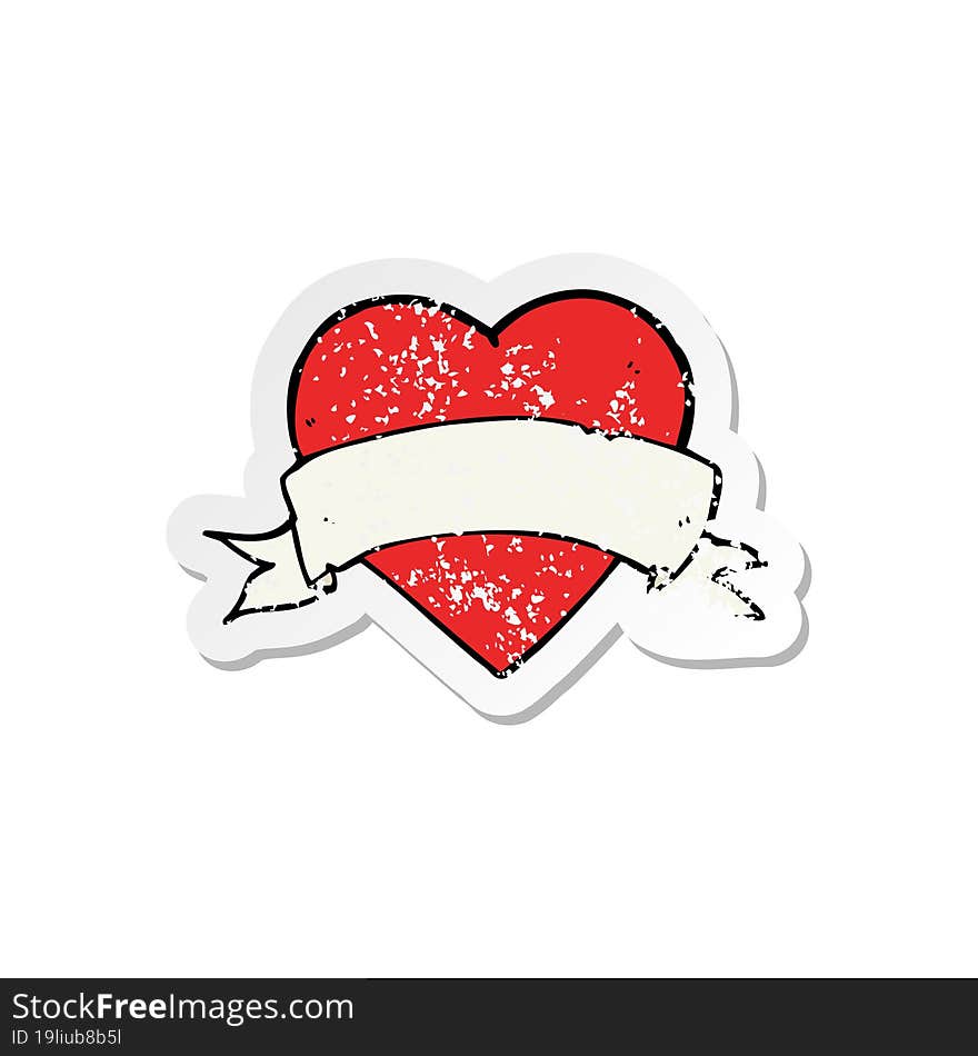 retro distressed sticker of a cartoon heart tattoo