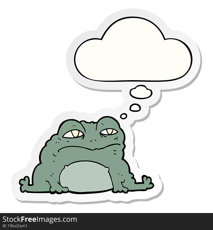 Cartoon Toad And Thought Bubble As A Printed Sticker