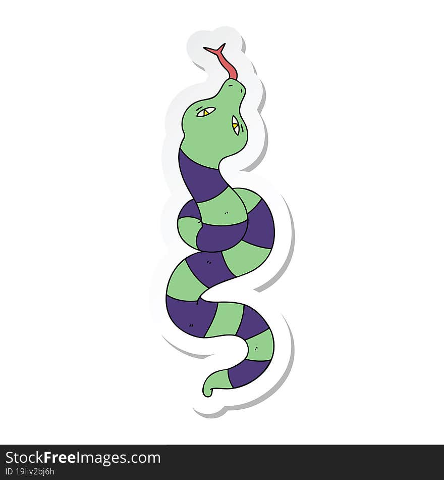 sticker of a quirky hand drawn cartoon snake