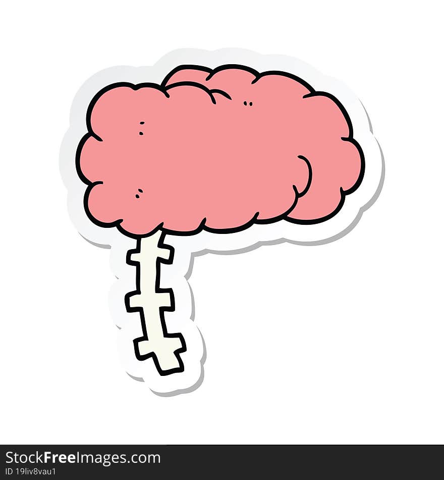 sticker of a cartoon brain