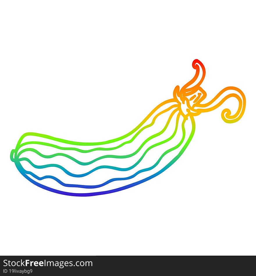 rainbow gradient line drawing of a cartoon cucumber