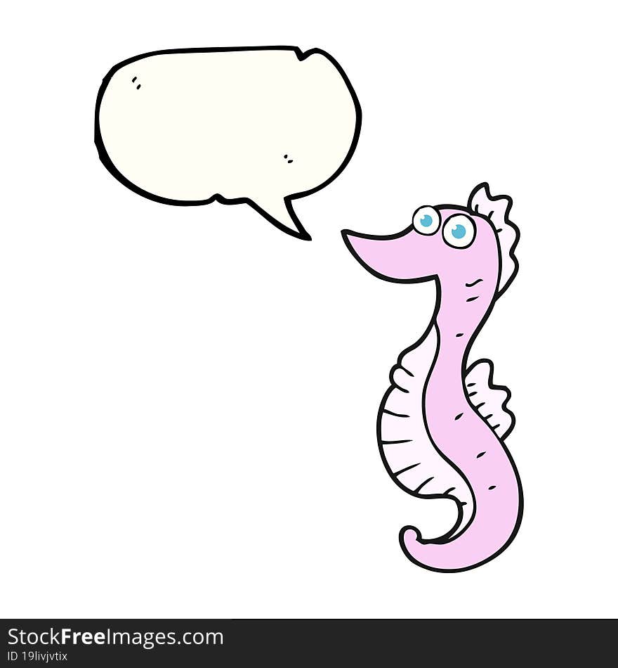 freehand drawn speech bubble cartoon seahorse