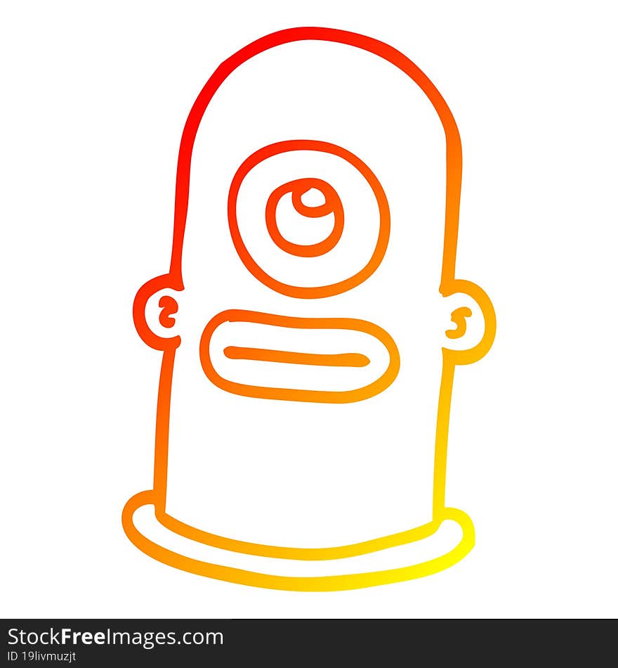 warm gradient line drawing cartoon alien man