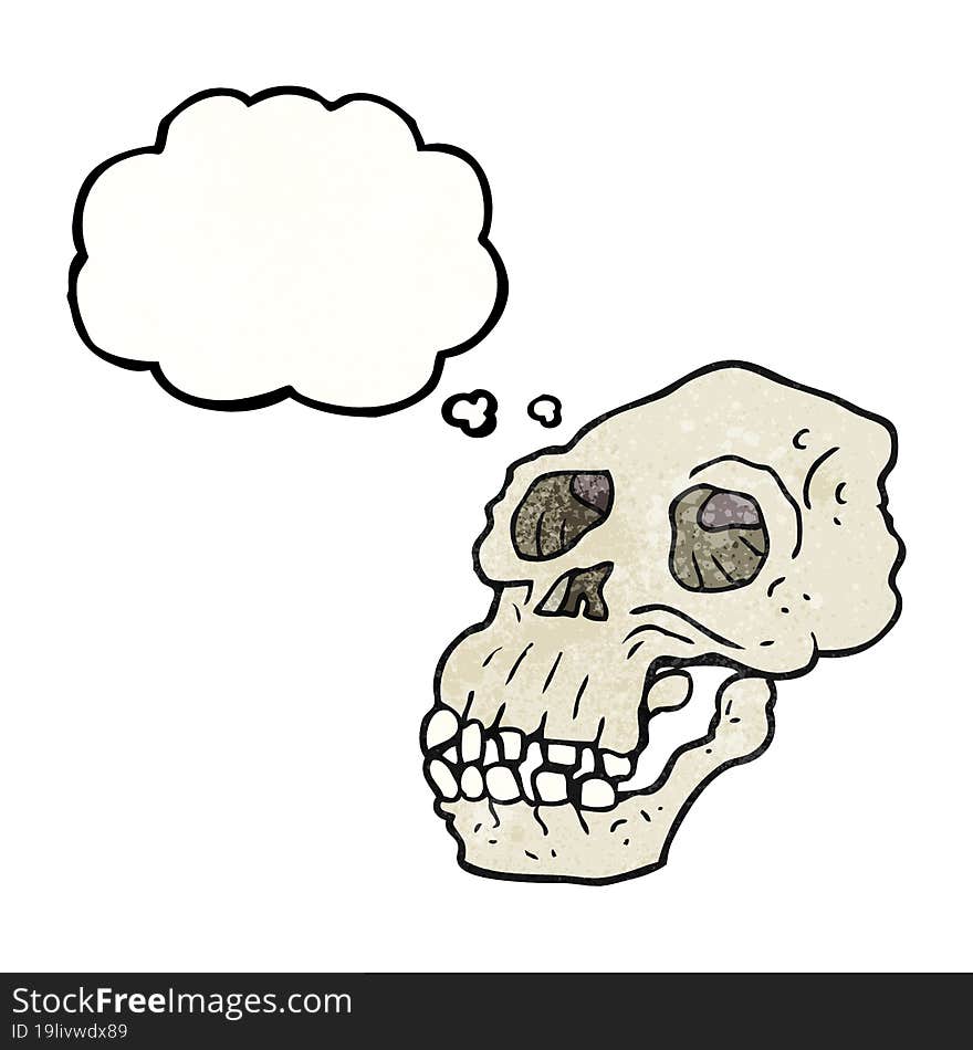 thought bubble textured cartoon ancient skull