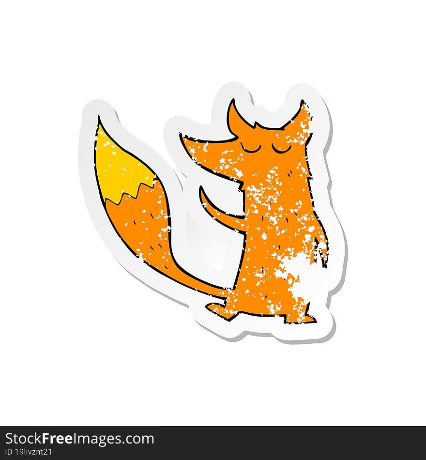 retro distressed sticker of a cartoon fox